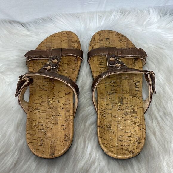Vionic Viviana Orthahell Embellished Bronze Leather Slide Sandals Sz 11 - Picture 3 of 7